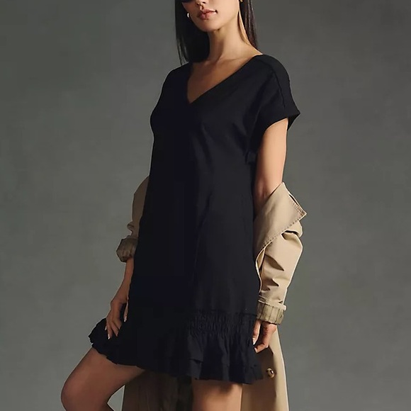 NWT Daily Ritual Black Ruffle T Shirt Dress - Picture 1 of 10